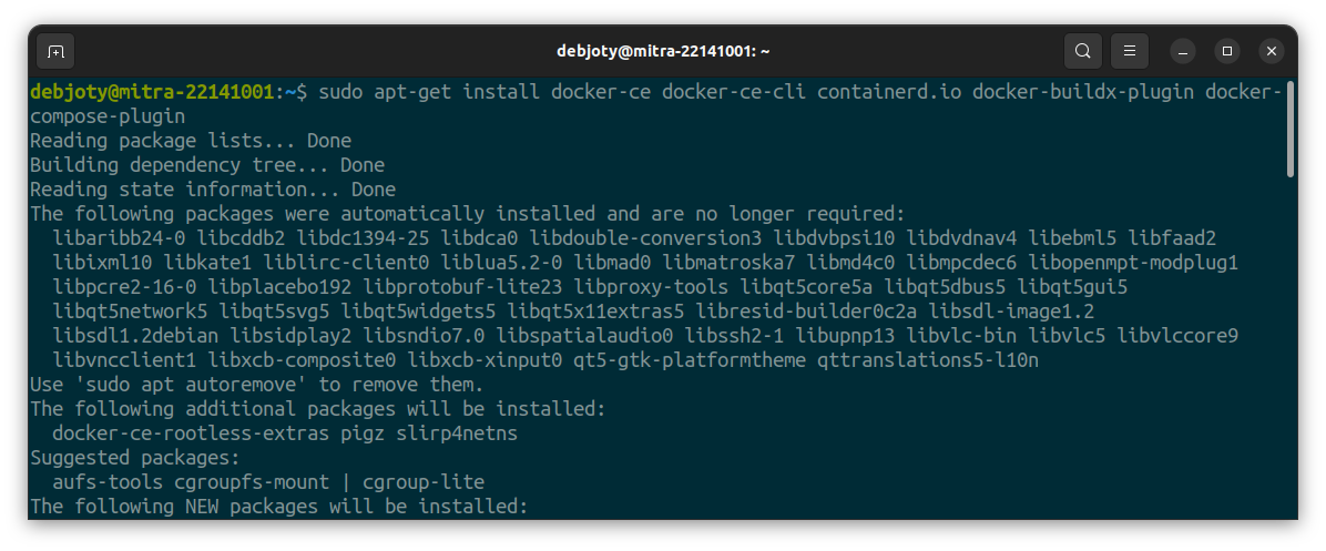 Screenshot: 1.2: Install the Docker Package