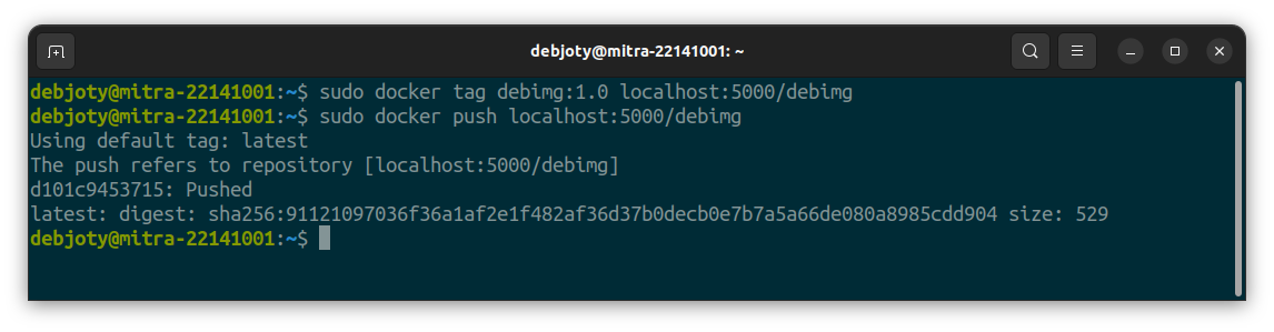 Screenshot: 8.3: Tag and Push into Private Repository