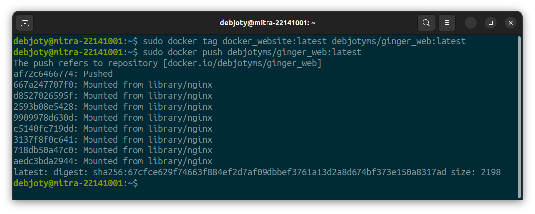 Screenshot: 10.1: Push Container Image to Docker Hub