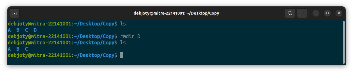 Screenshot: 18. rmdir