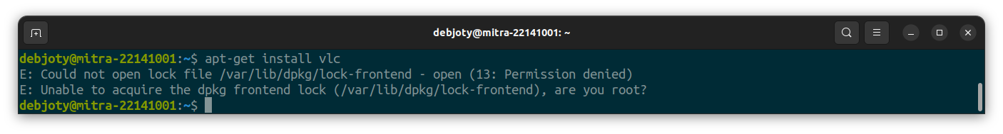 Screenshot: 2. sudo apt-get install vlc
